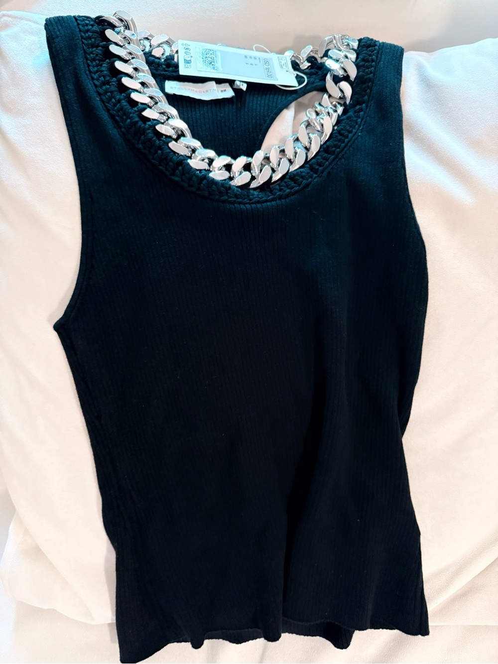 Women's Black Tank Top with Chain Trim